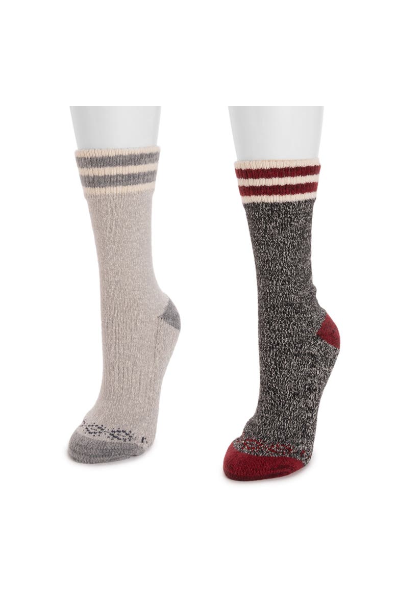 MUK LUKS Dream Step Cozy Crew Sock 2 Pair Pack, Alternate, color, Ebony/Grey