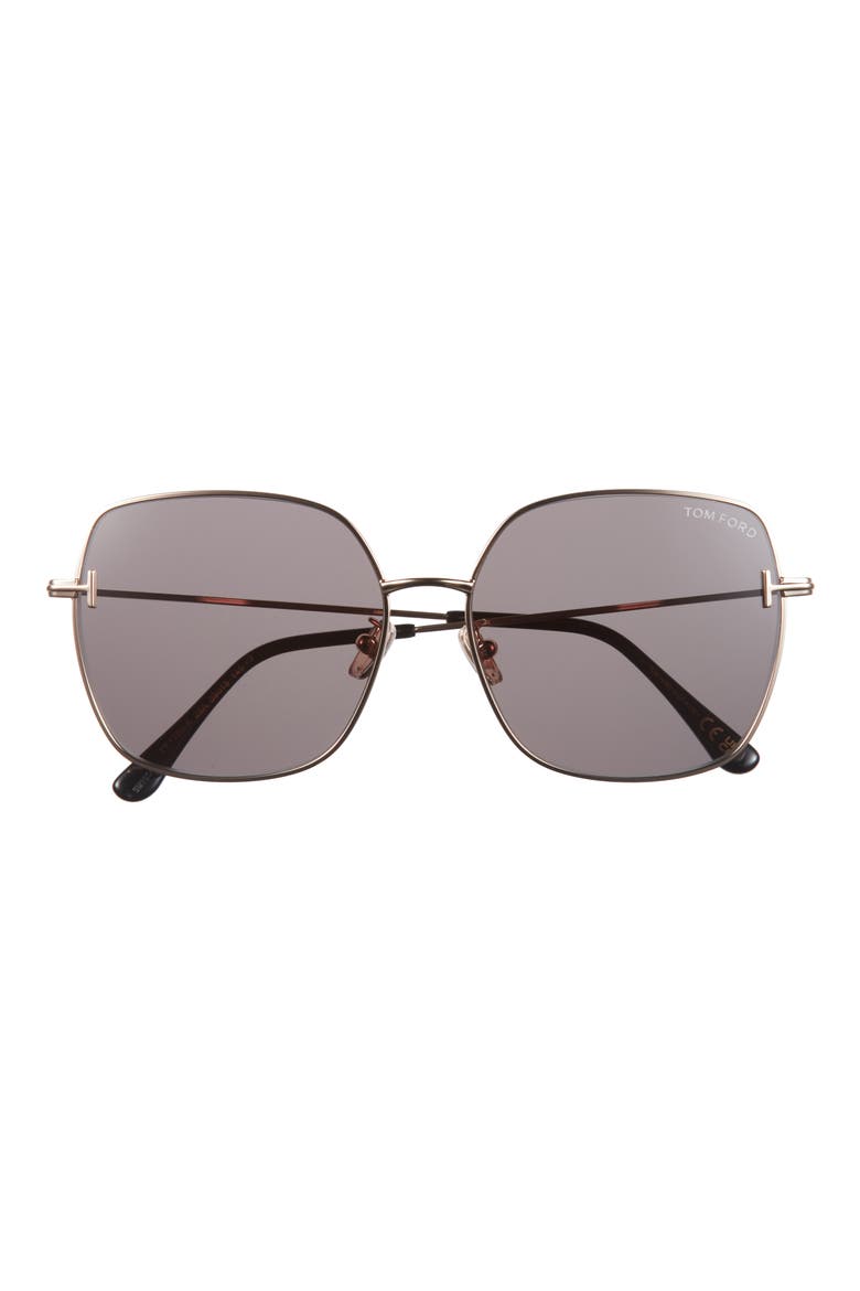 59mm Square Gradient Sunglasses, Main, color, SHINY ROSE GOLD / SMOKE