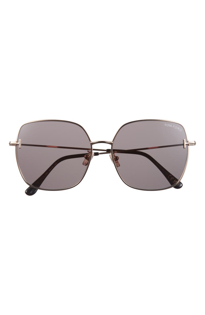 TOM FORD 59mm Square Gradient Sunglasses, Main, color, Shiny Rose Gold / Smoke