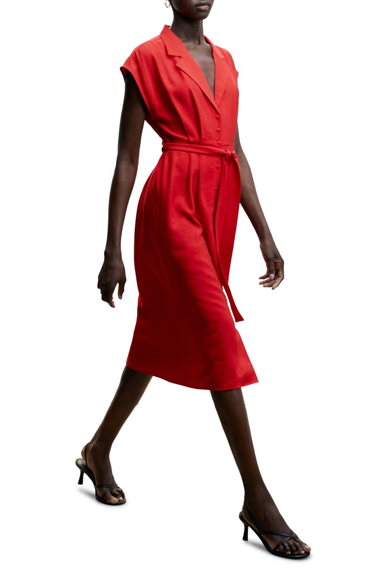 Tie Waist Shirtdress, Alternate, color, RED