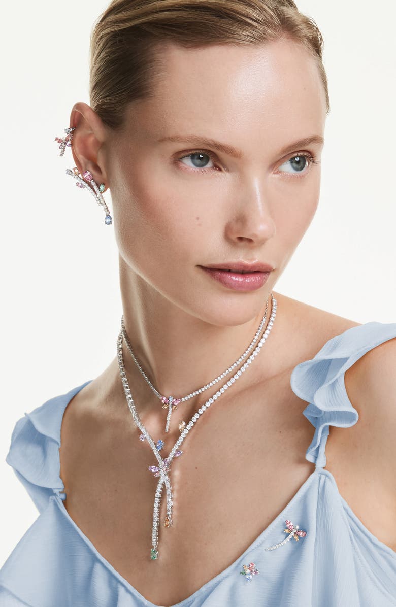 Swarovski x Ariana Grande Multicolor Crystal Y-Necklace, Alternate, color, Silver/ Multi