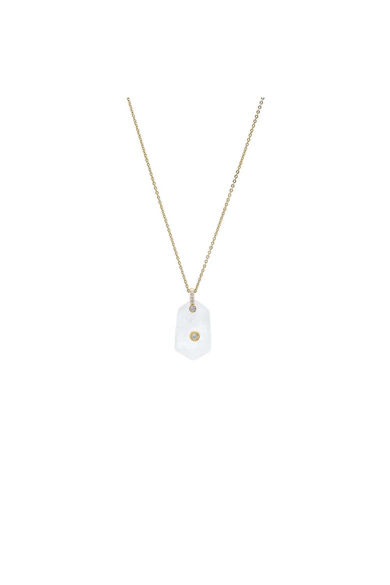 CZ Bezel Unique Shape Natural Stone Necklace, Main, color, Mother of Pearl