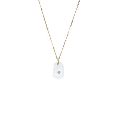 CZ Bezel Unique Shape Natural Stone Necklace