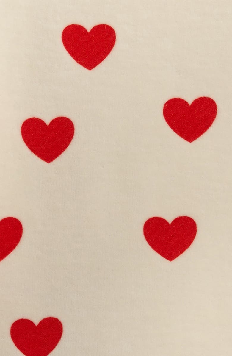 Mini Rodini Kids' Heart Print Organic Cotton Blend Velour Top, Alternate, color, White