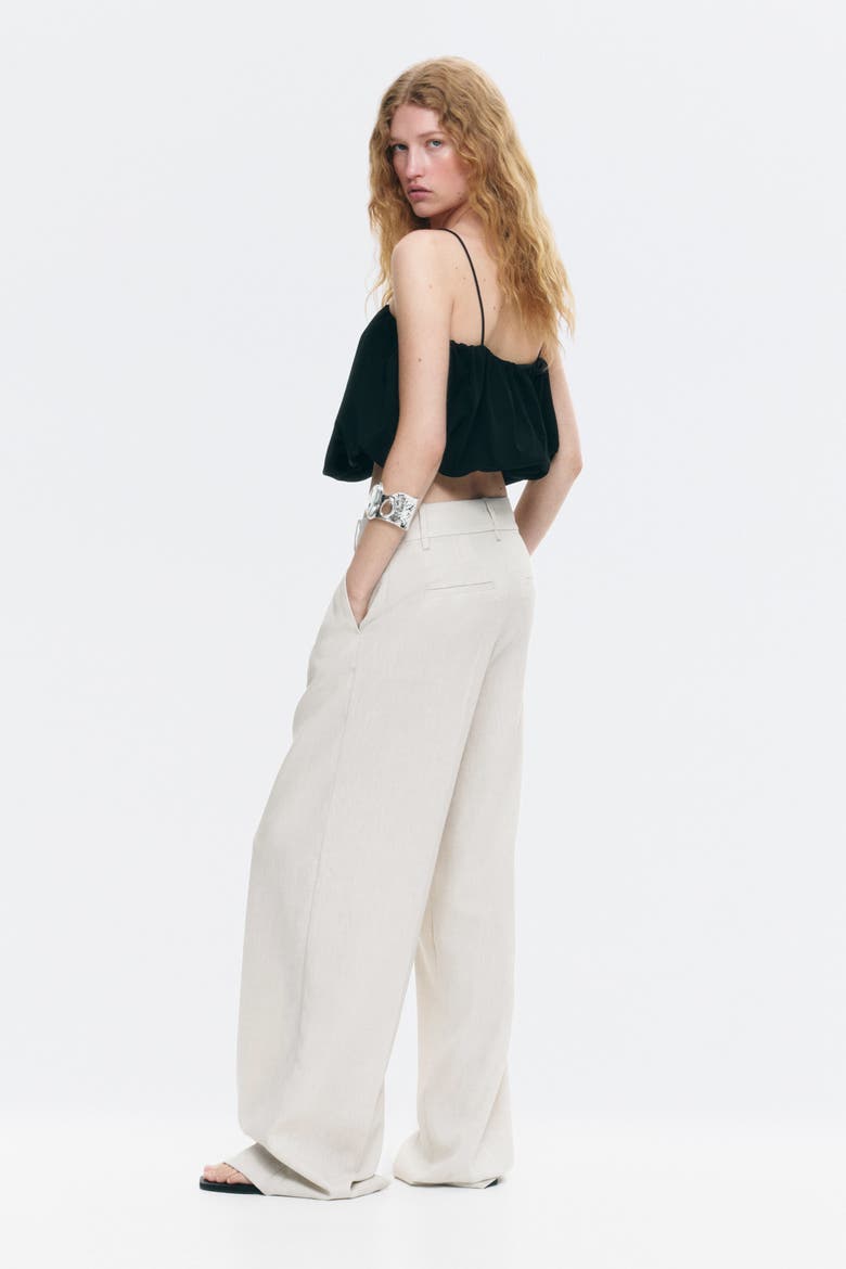 Wide Tailored Trousers, Alternate, color, Light beige