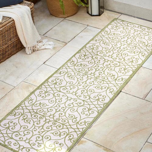 Jonathan Y Madrid Vintage Filigree Textured Weave Indoor/outdoor Area Rug In Green/cream