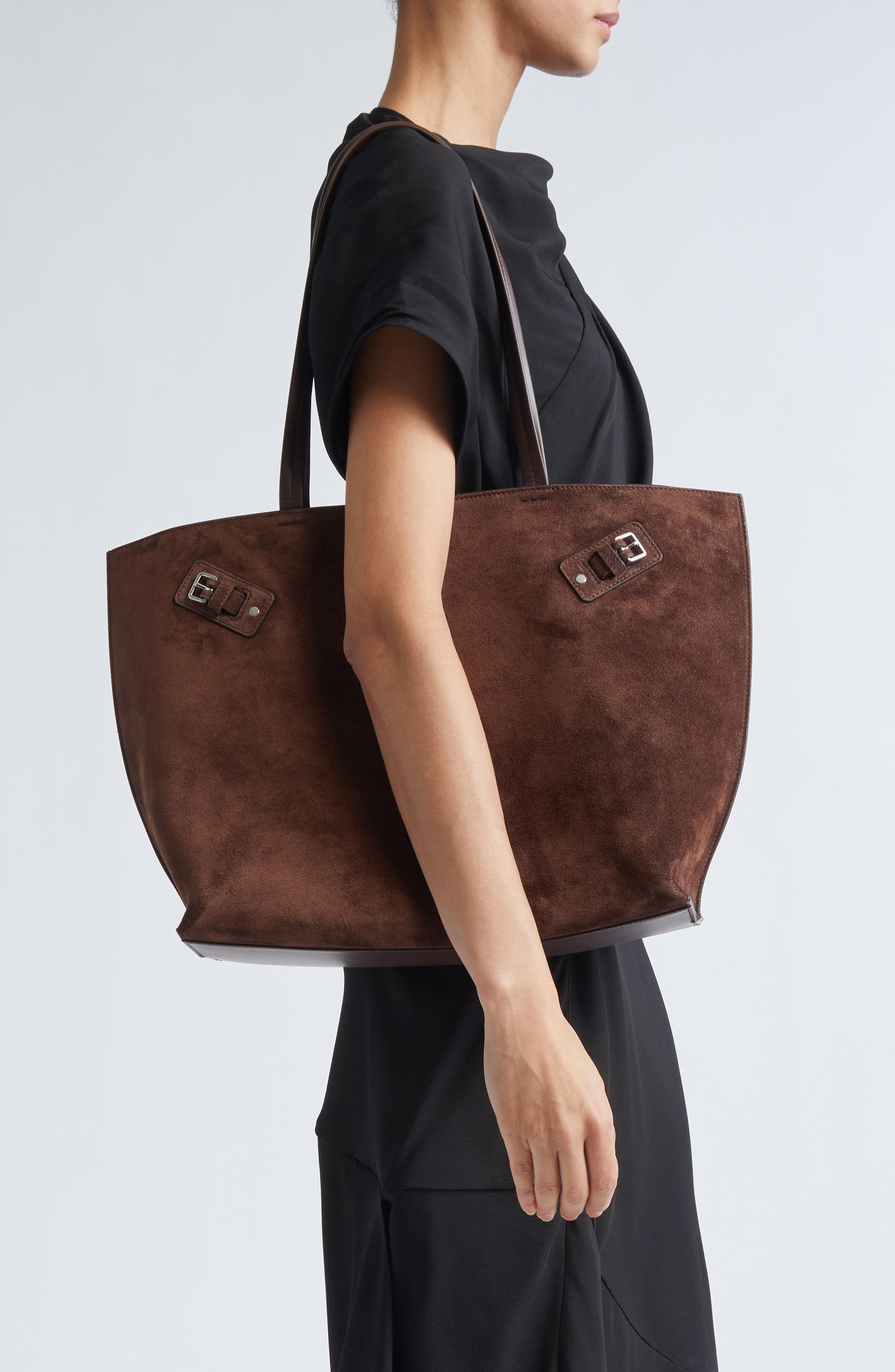 Proenza Schouler Days Suede Tote, Alternate, color, Chocolate