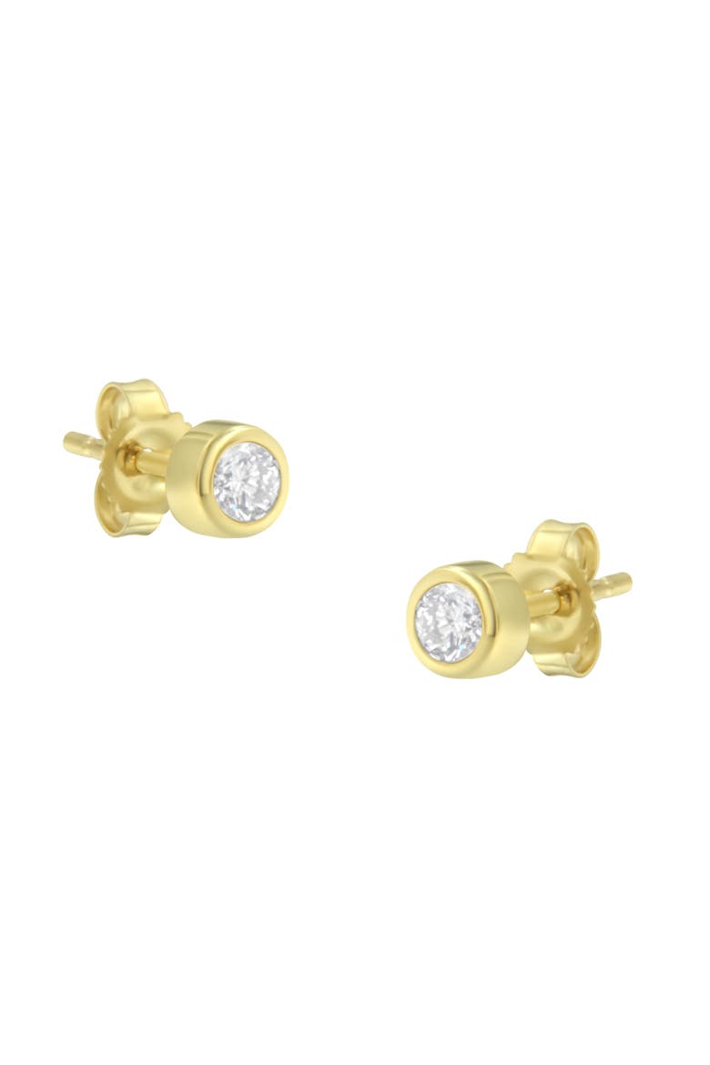 10K White Gold 1/5 Ct Diamond Bezel- Solitaire Stud Earrings, Main, color, Yellow