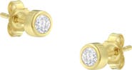 Haus of Brilliance 10K White Gold 1/5 Ct Diamond Bezel- Solitaire Stud Earrings
