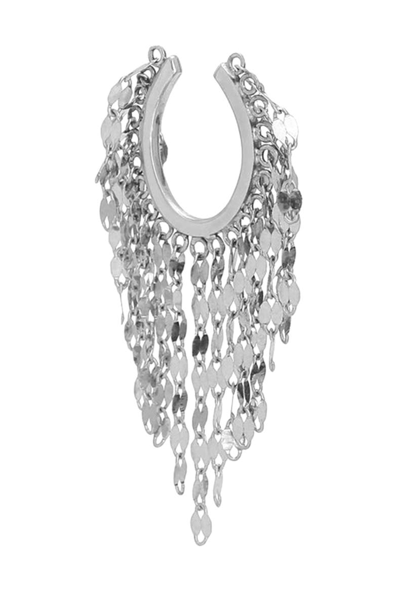 LANA Fringe Statement Ear Cuff, Main, color, White Gold