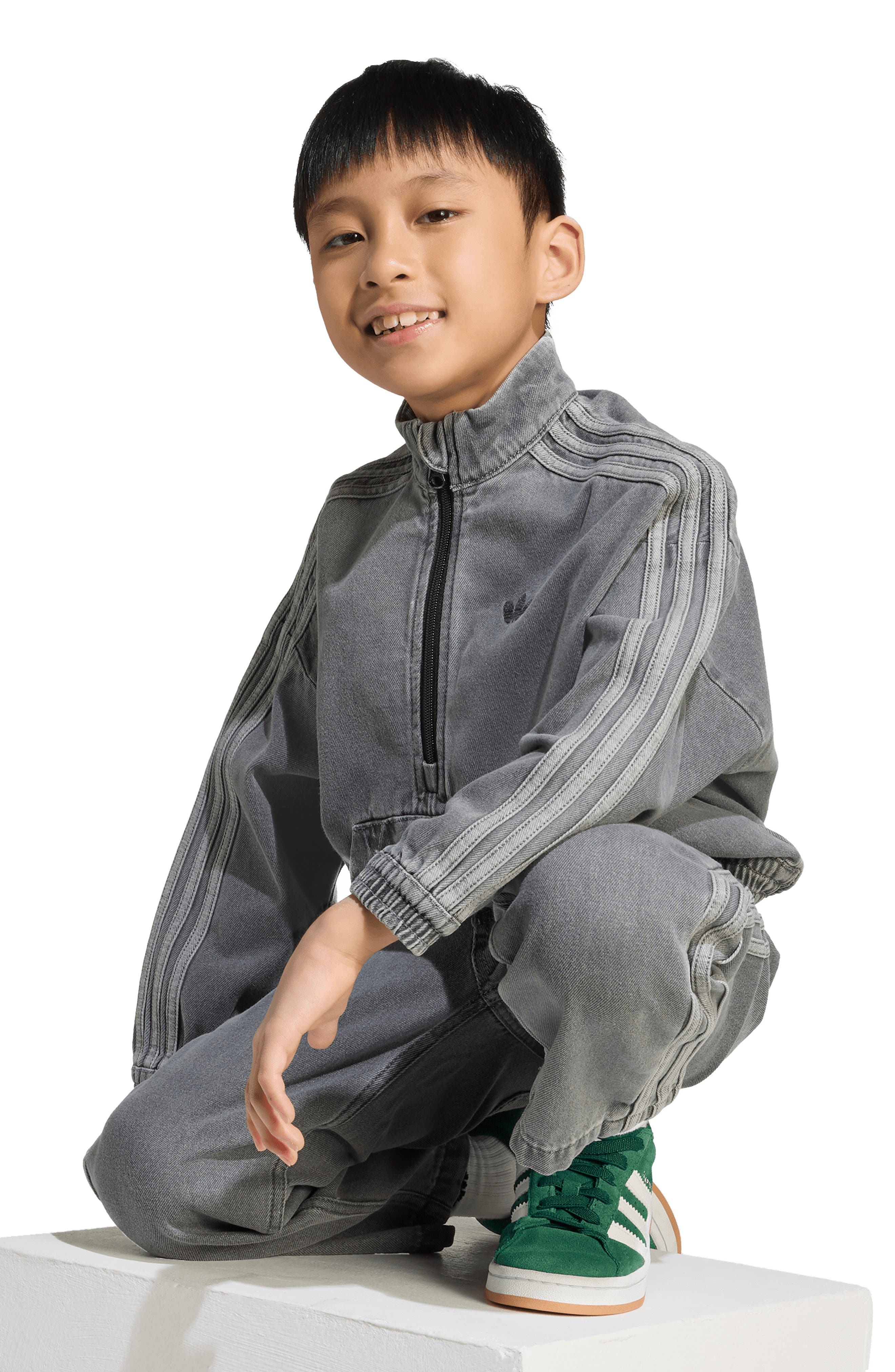 Kids' Denim Half Zip Sweatshirt & Sweatpants Set (Women