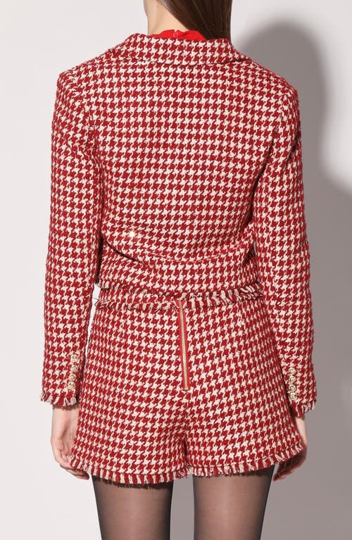Walter Baker Lyona Houndstooth Jacket In Wine Houndstooth