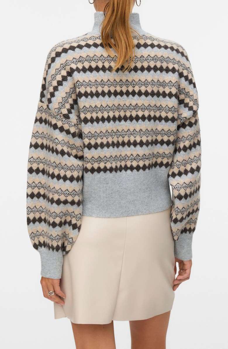 VERO MODA Gaiva Mixed Print Turtleneck Sweater, Alternate, color, Light Grey Melange