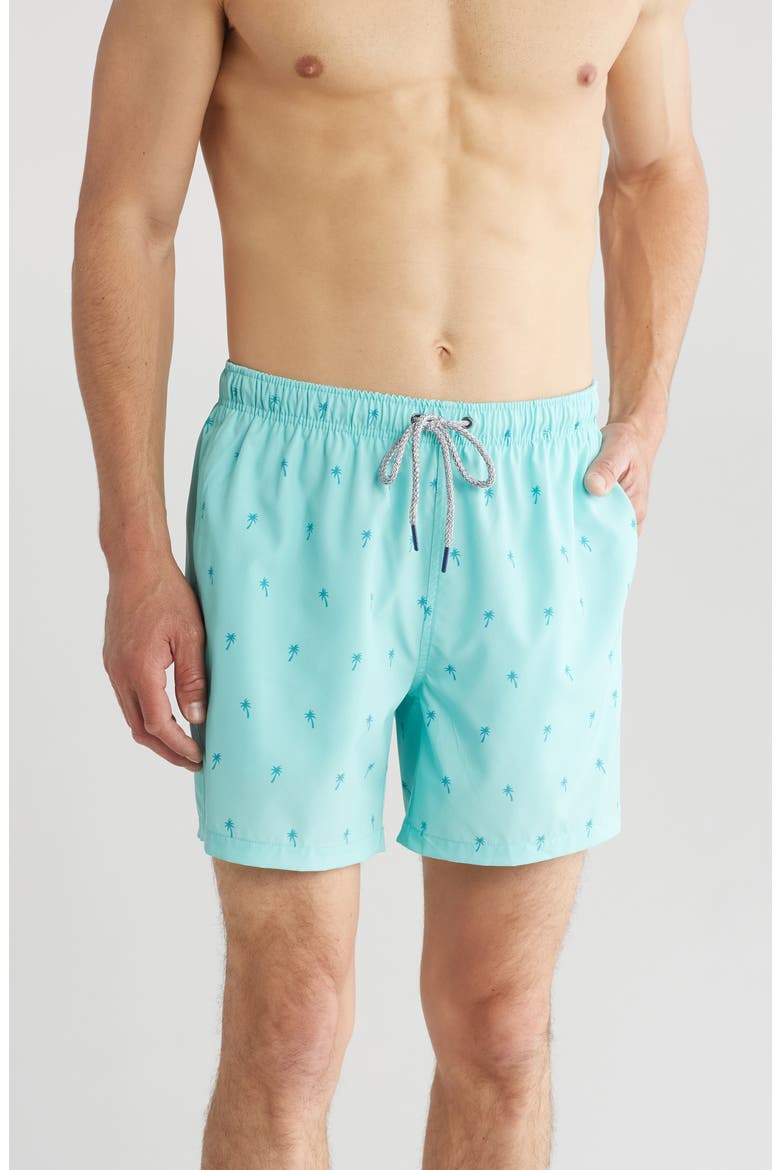 Palm Tree Swim Trunks, Main, color, ARUBA BLUE