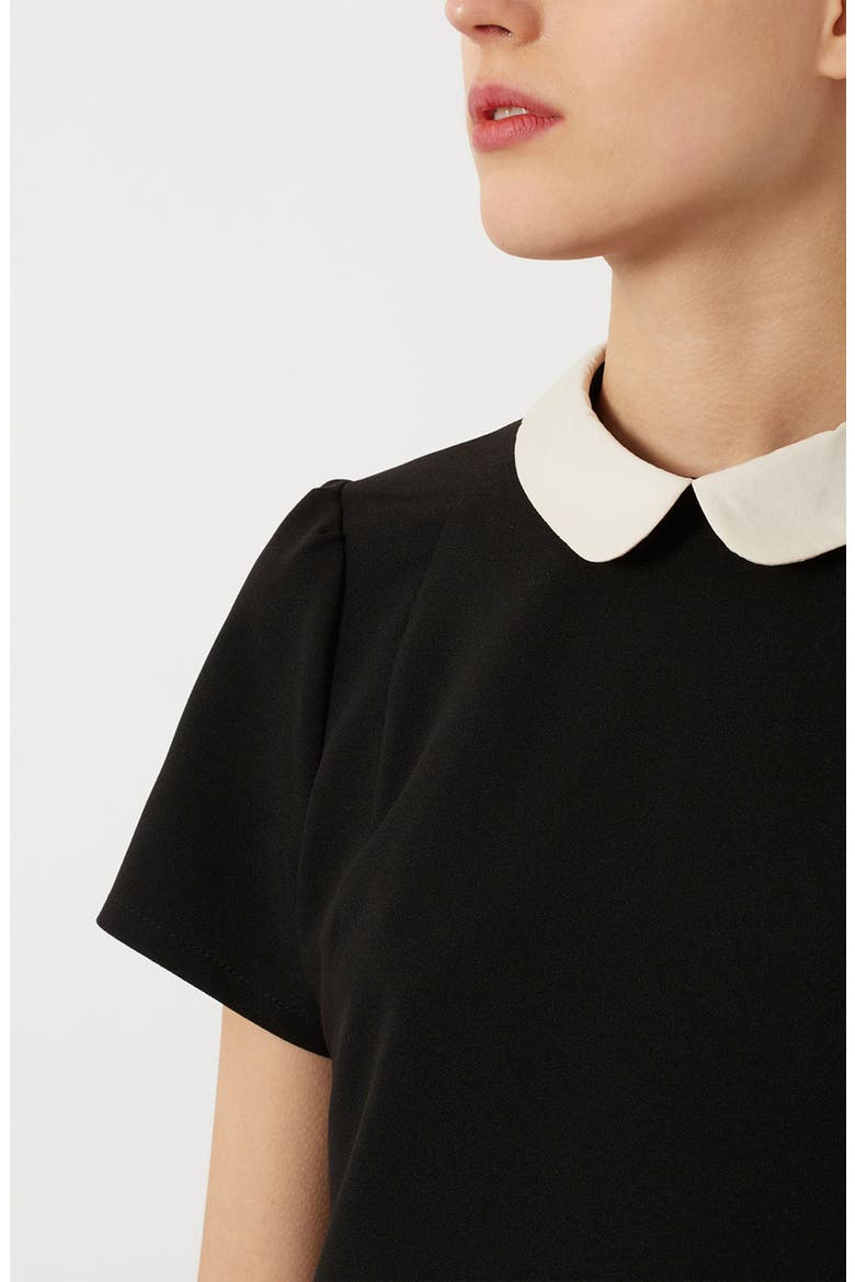 Contrast Collar Shift Dress, Alternate, color, BLACK