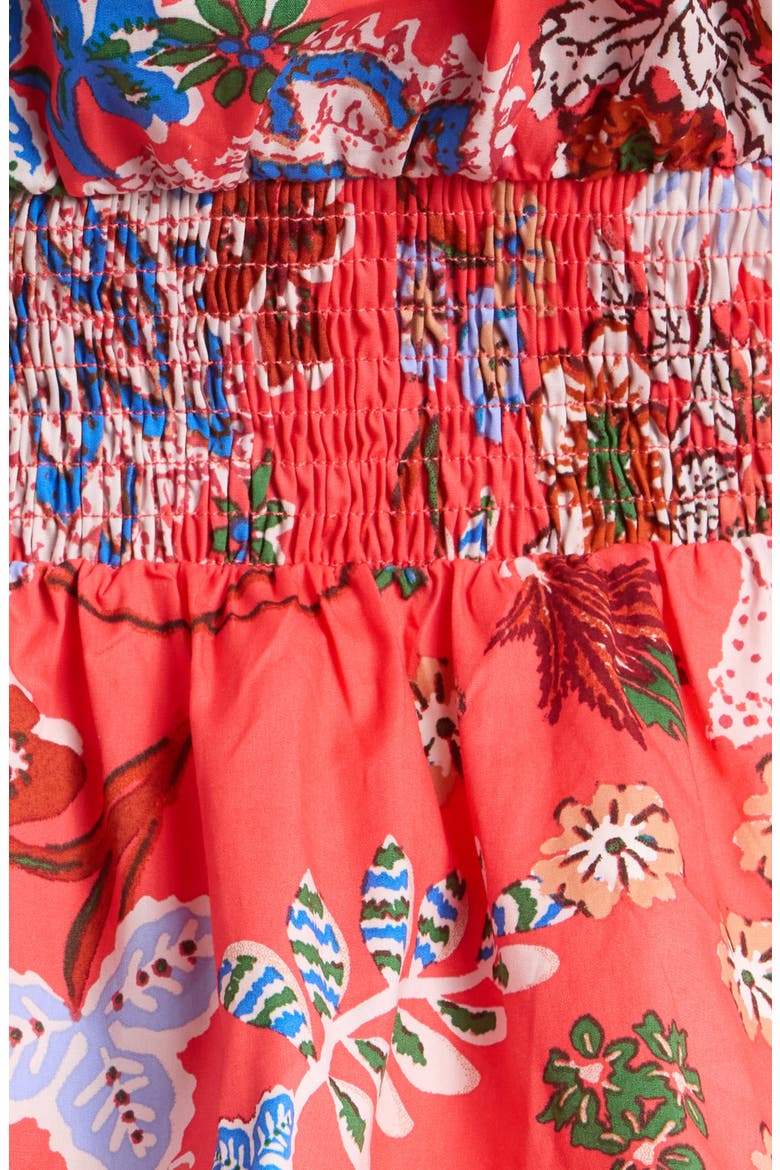 Oreanna Floral Sarina Smocked Top, Alternate, color, CORAL-BLUE