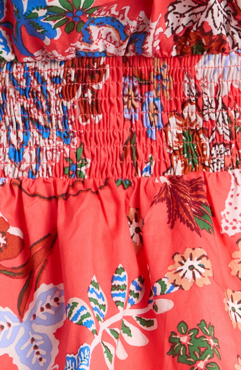 SUGARLIPS Oreanna Floral Sarina Smocked Top, Alternate, color, Coral-Blue