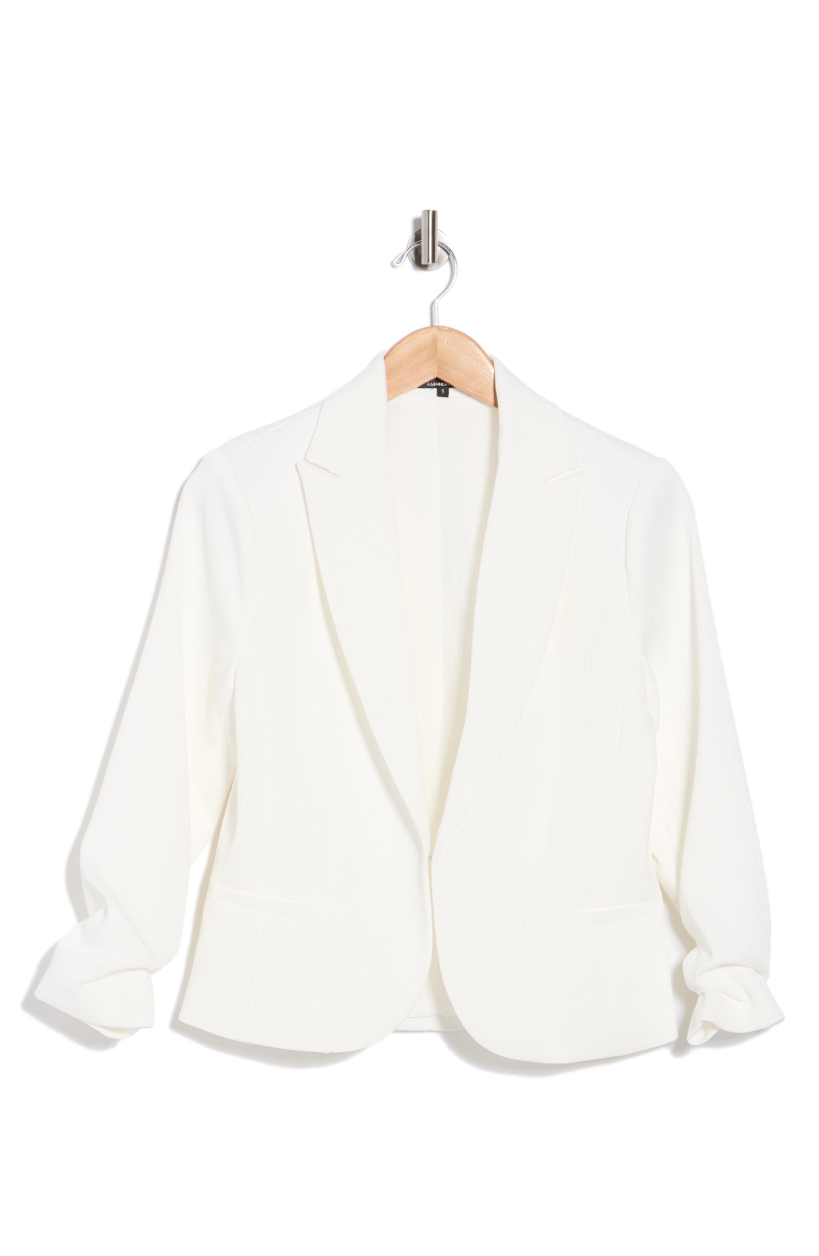 Amanda & Chelsea Ruched Sleeve Jacquard Blazer