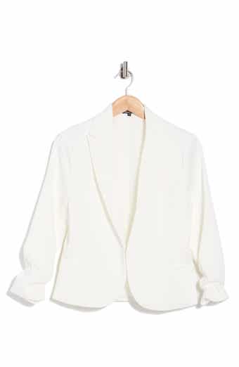 Amanda & Chelsea Ruched Sleeve Jacquard Blazer