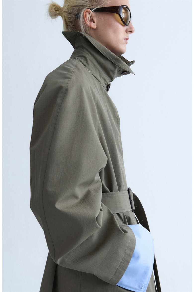 Shirt Collar Belted Trench Coat, Alternate, color, KHAKI GREEN