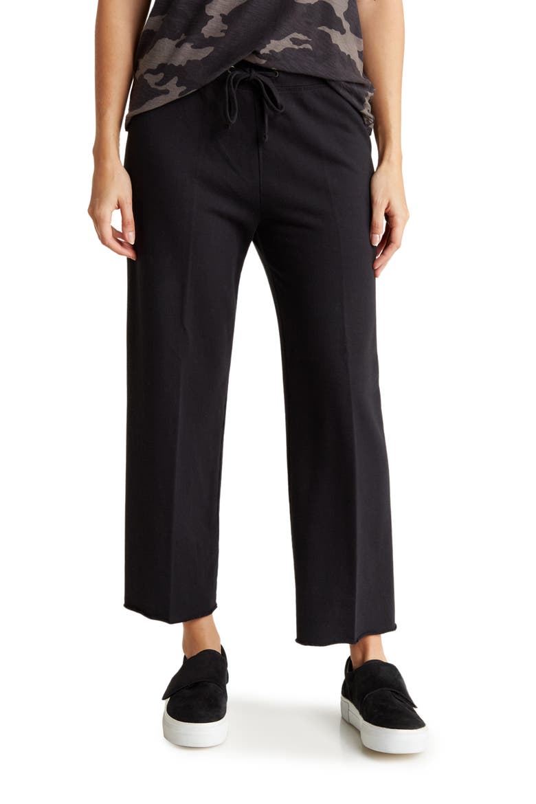 French Terry Raw Edge Sweatpants, Main, color, BLACK