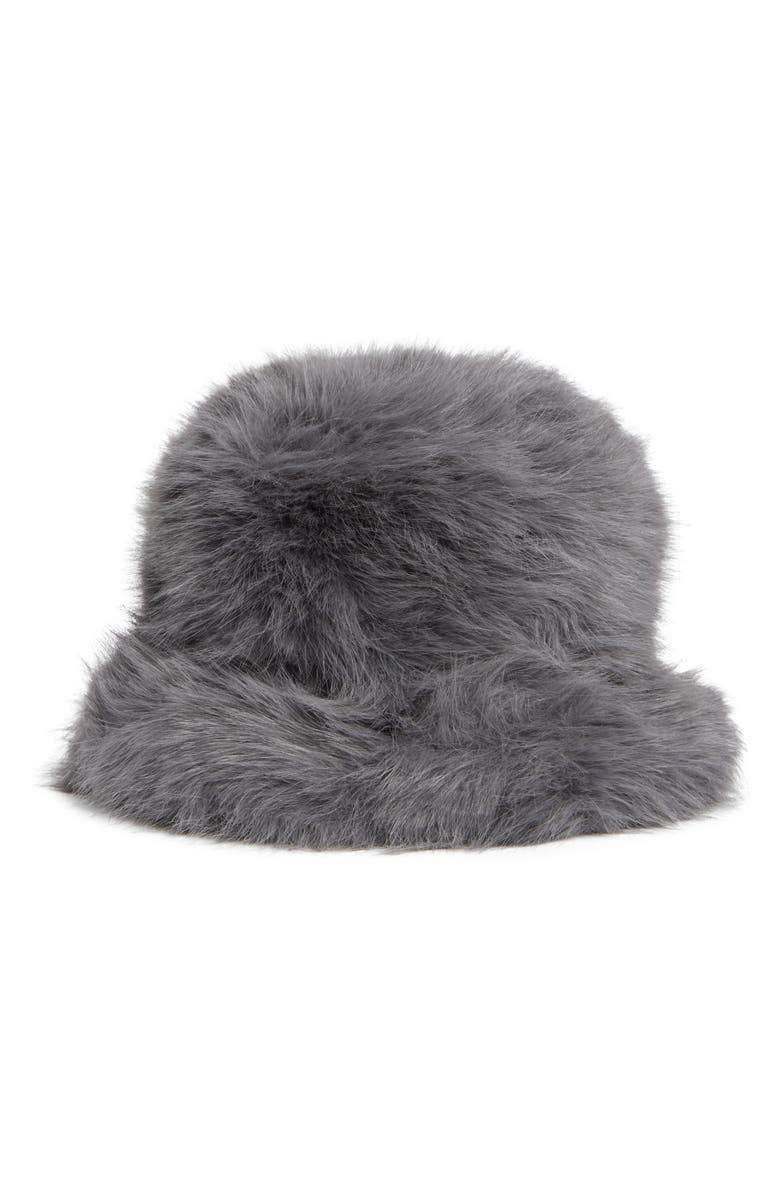 Nanette Lepore Faux Fur Bucket Hat, Alternate, color, Grey