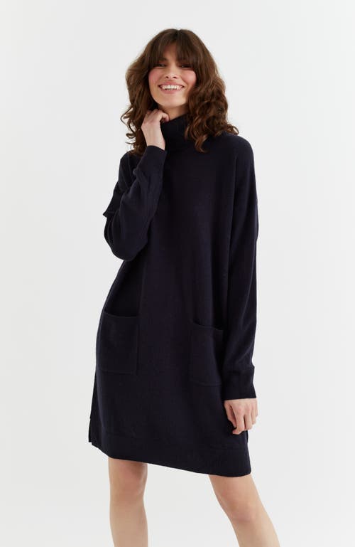 Chinti & Parker Cashmere Rollneck Dress In Blue