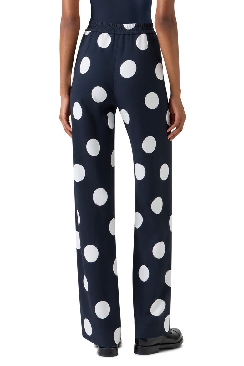 X-Large Polka Dot Stretch Crepe Wide Leg Pants, Alternate, color, BLACK-CREAM
