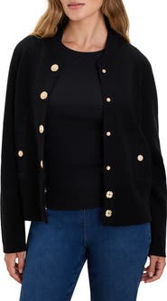 NIC+ZOE Knit Cotton Blend One-Button Blazer