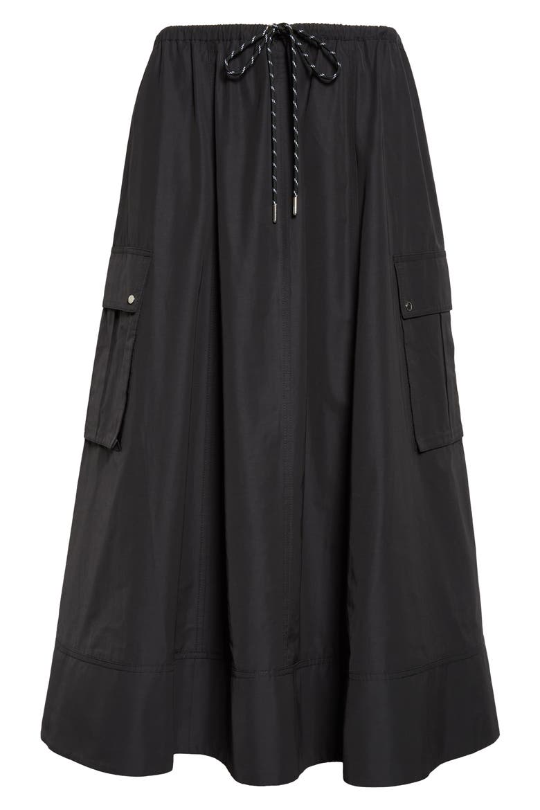 Elodie Drawstring Cargo Midi Skirt, Alternate, color, JET