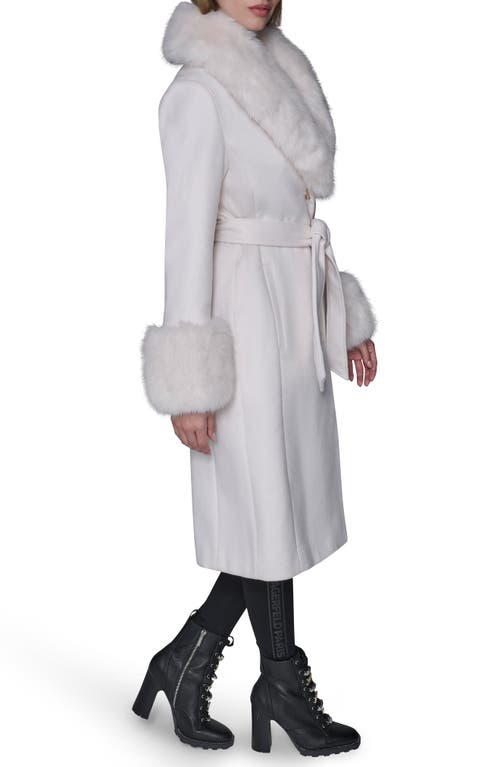 Karl Lagerfeld Paris Faux Fur & Wool Blend Coat In White