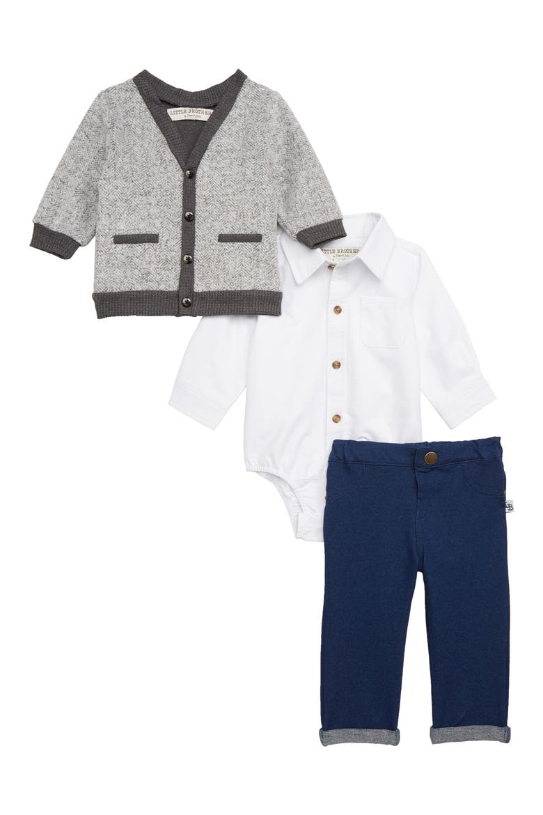 Sweater, Shirt & Pants Set, Main, color, GREY