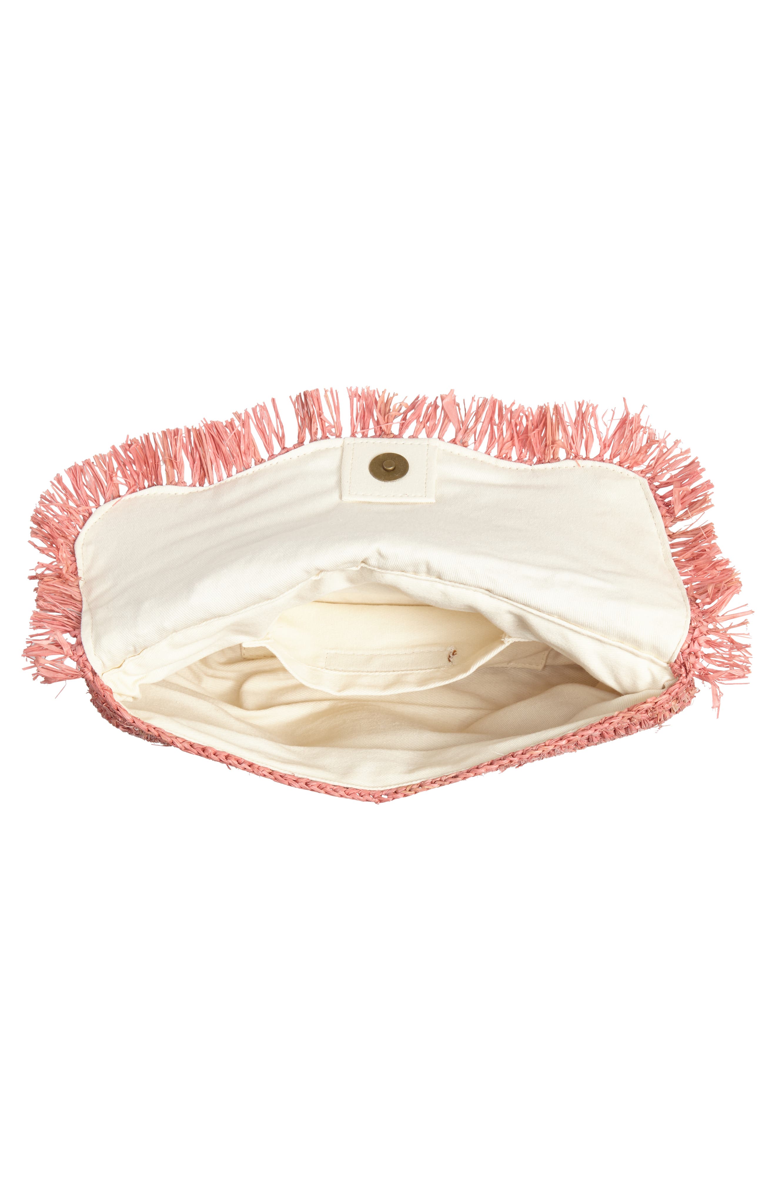 Woven Raffia Clutch, Alternate, color, PINK LEMONADE