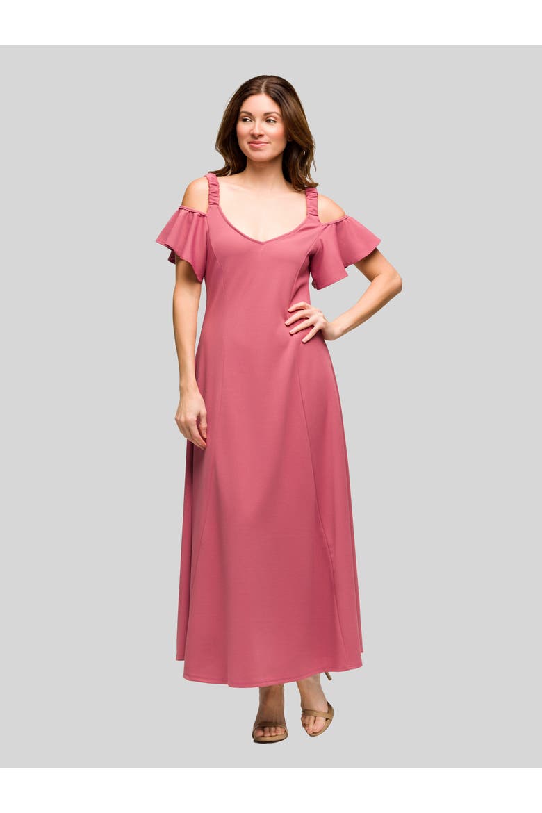 Sleeveless V-Neck Maxi Dress with Pocket Detail, Main, color, Rose