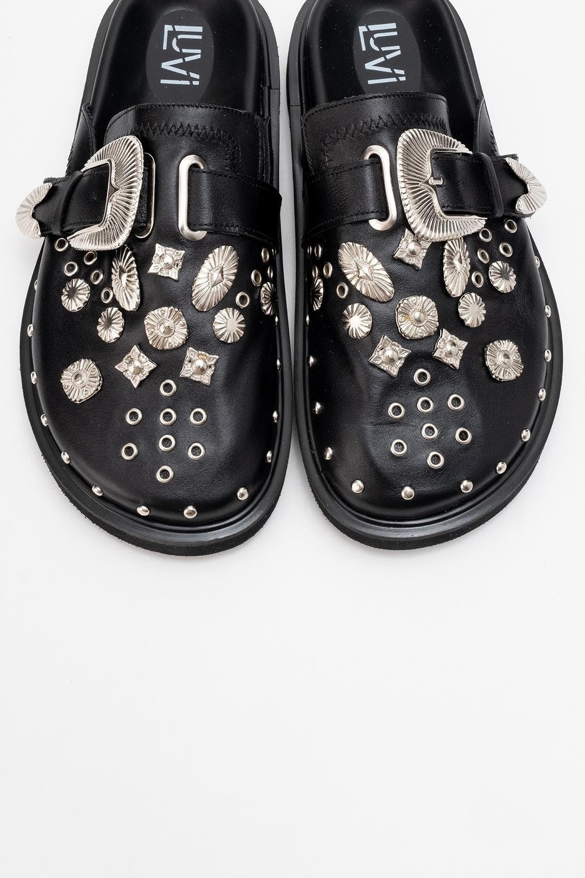 Forever & Always Shoes Maril Leather Buckle Sandal, Alternate, color, Black Leather