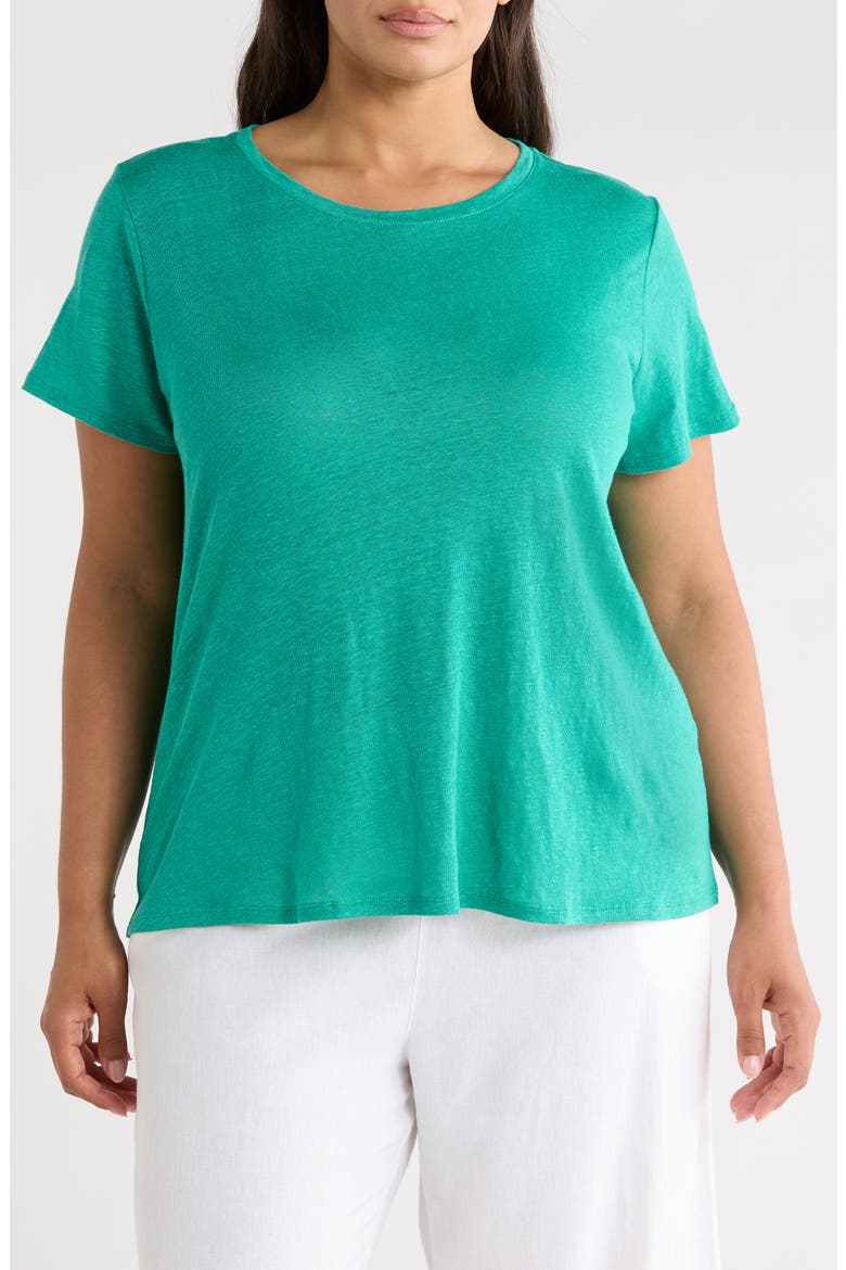 Organic Linen Crewneck T-Shirt, Main, color, SEA STAR