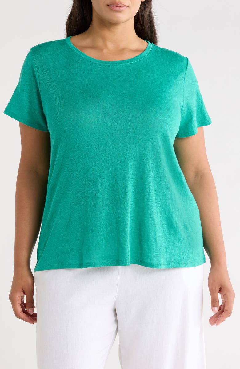 Eileen Fisher Organic Linen Crewneck T-Shirt, Main, color, Sea Star
