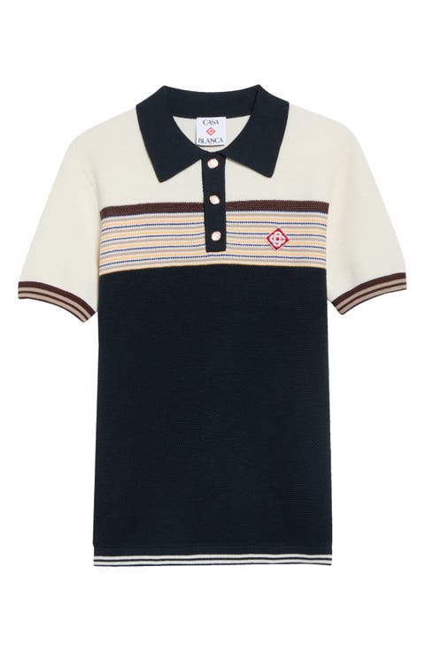 Café Stripe Cotton & Wool Polo