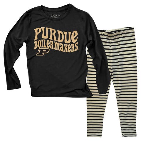 Infant Wes & Willy  Purdue Boilermakers Long Sleeve Top and Striped Tri-Blend Leggings Set