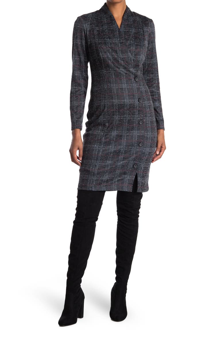 Button Front Dress, Main, color, WINE