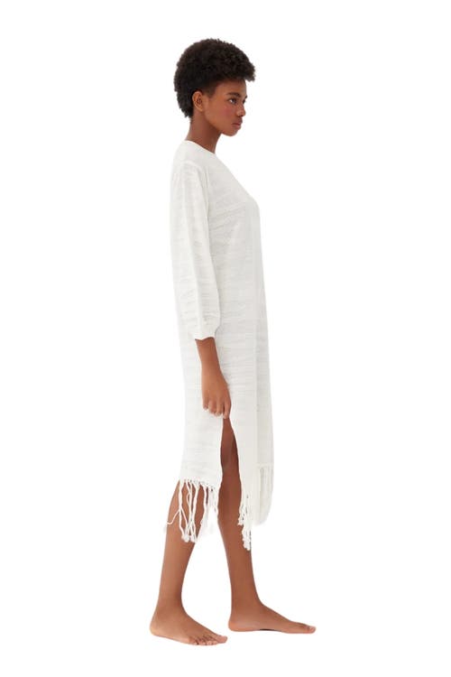 Labeca London Margi Cotton Textured Fringe Dress In Sand