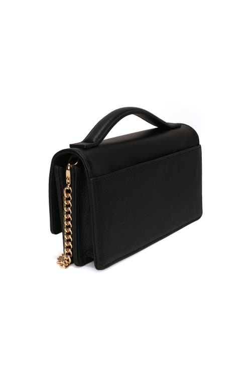 Gorski Top Handle Purse With Crossbody Chain In Black