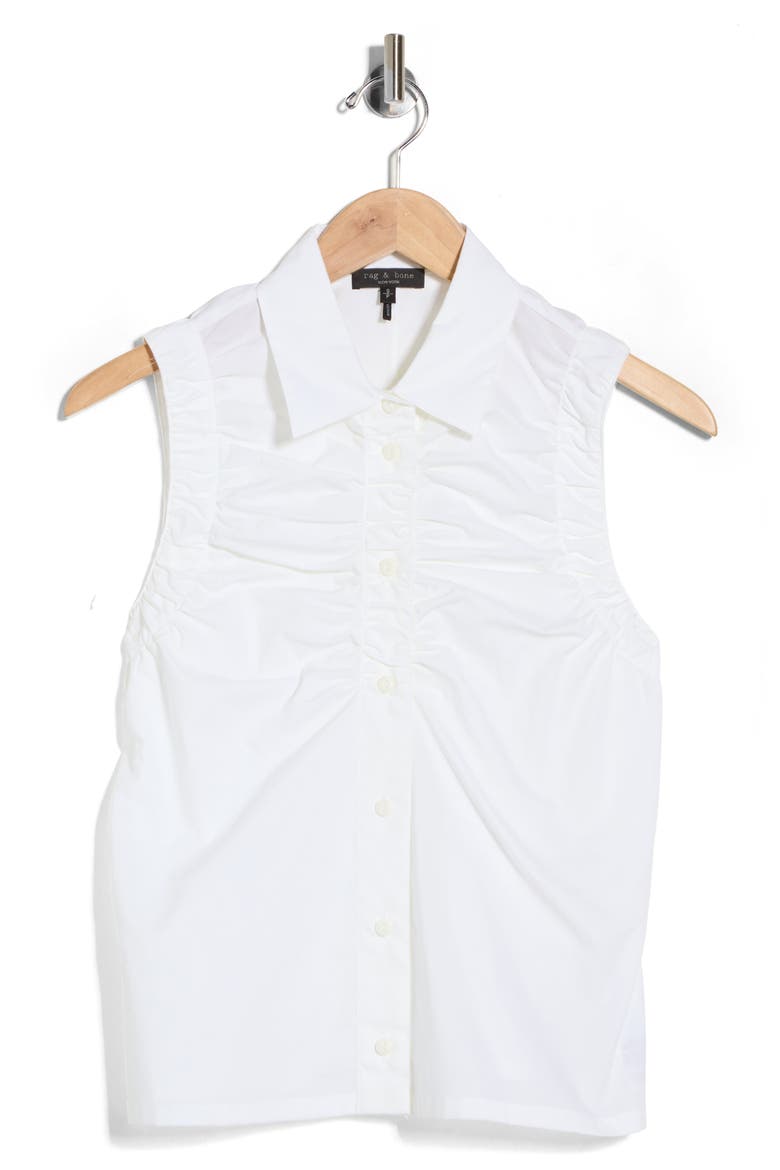Georgina Ruched Button-Up Shirt, Alternate, color, WHITE