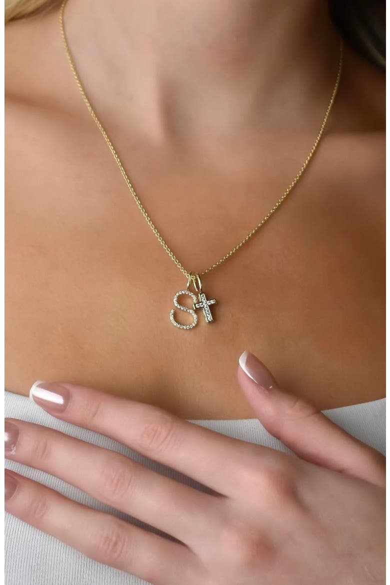 Crystal Cross Charm, Alternate, color, GOLD