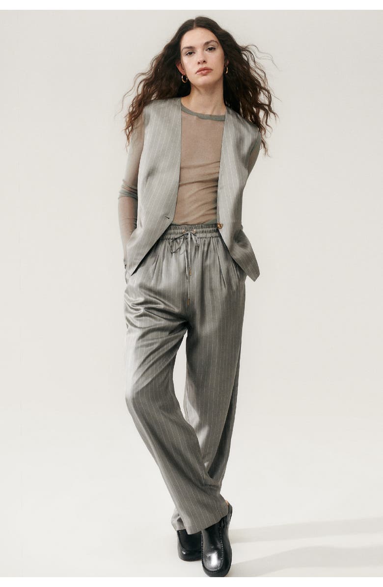 SILK LAUNDRY TWILL SLOUCH VEST MOON PINSTRIPE, Alternate, color, 