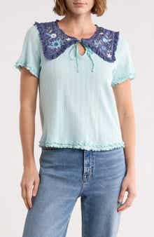 Free People Sol Collared Pointelle T-Shirt