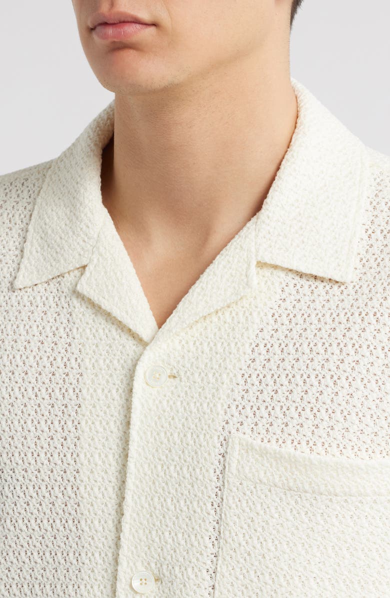 FRAME Open Weave Camp Shirt, Alternate, color, Cream