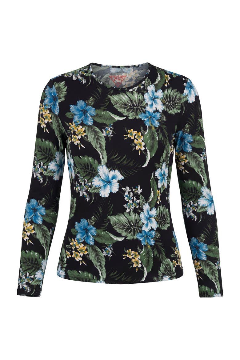 Long Sleeve Round Neck Knit Tee, Main, color, Black