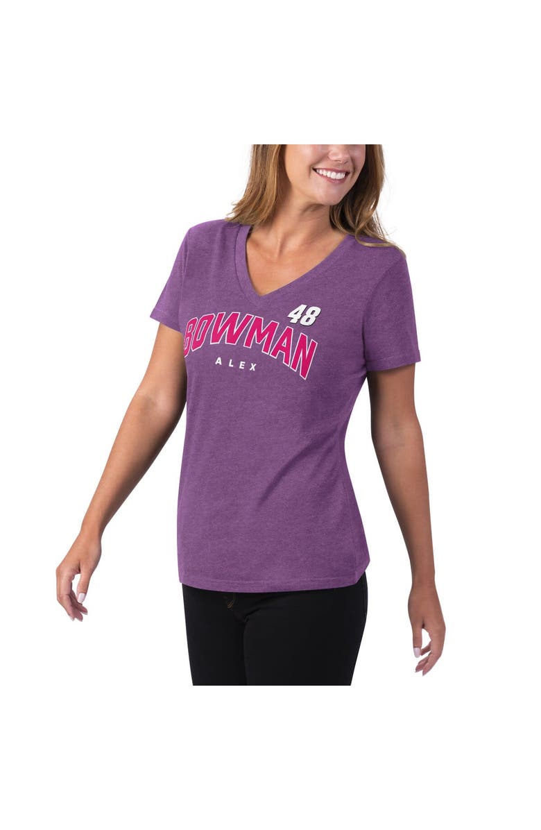 G-III 4HER BY CARL BANKS Women's G-III 4Her by Carl Banks Purple Alex Bowman A Game V-Neck T-Shirt, Main, color, Purple