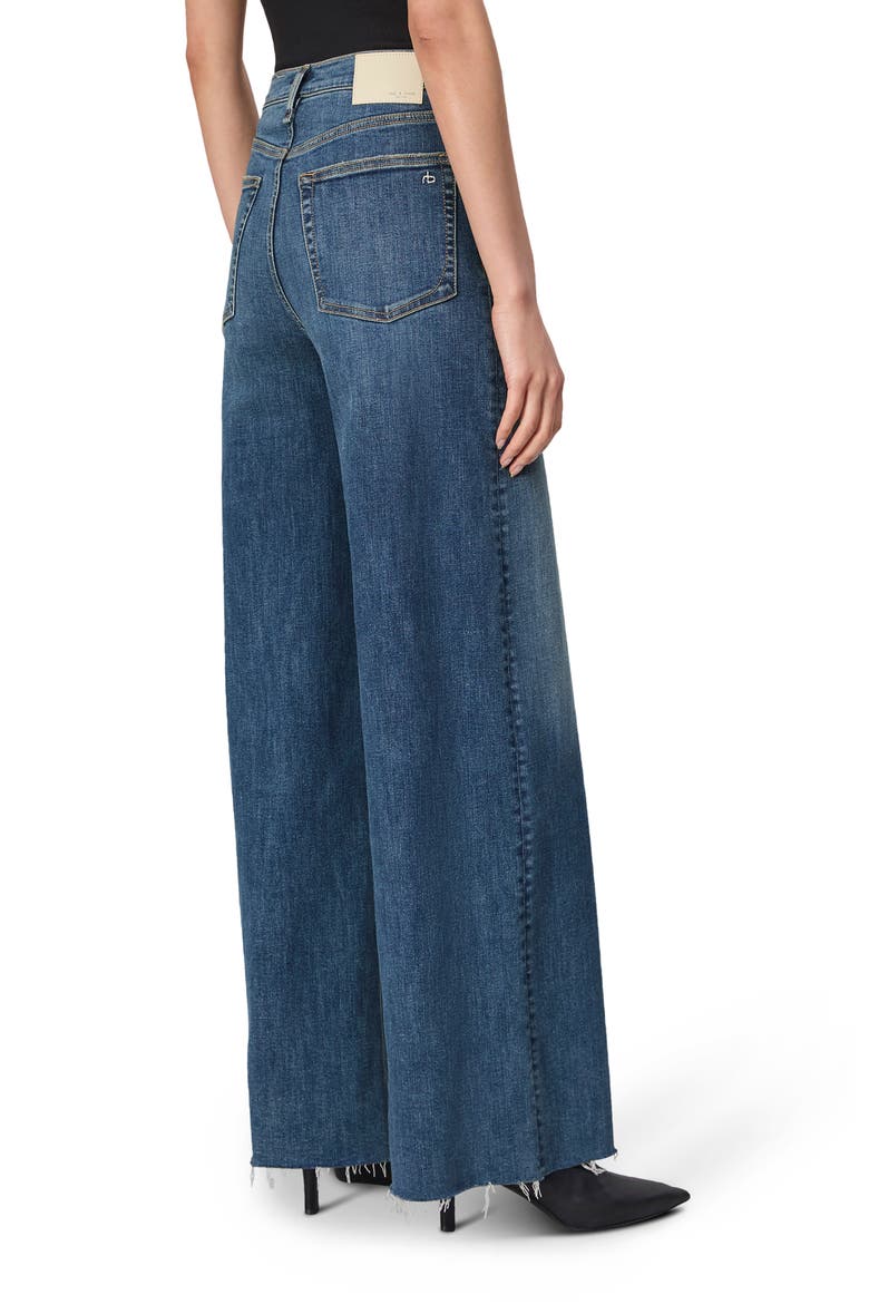Flexi Sofie Raw Hem High Waist Wide Leg Jeans, Alternate, color, WILLOW